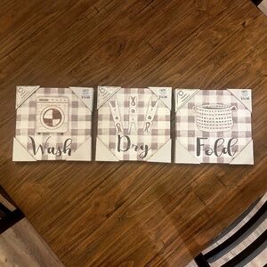BRAND NEW Laundry Sentiment Canvas Art Prints (Set of 3)